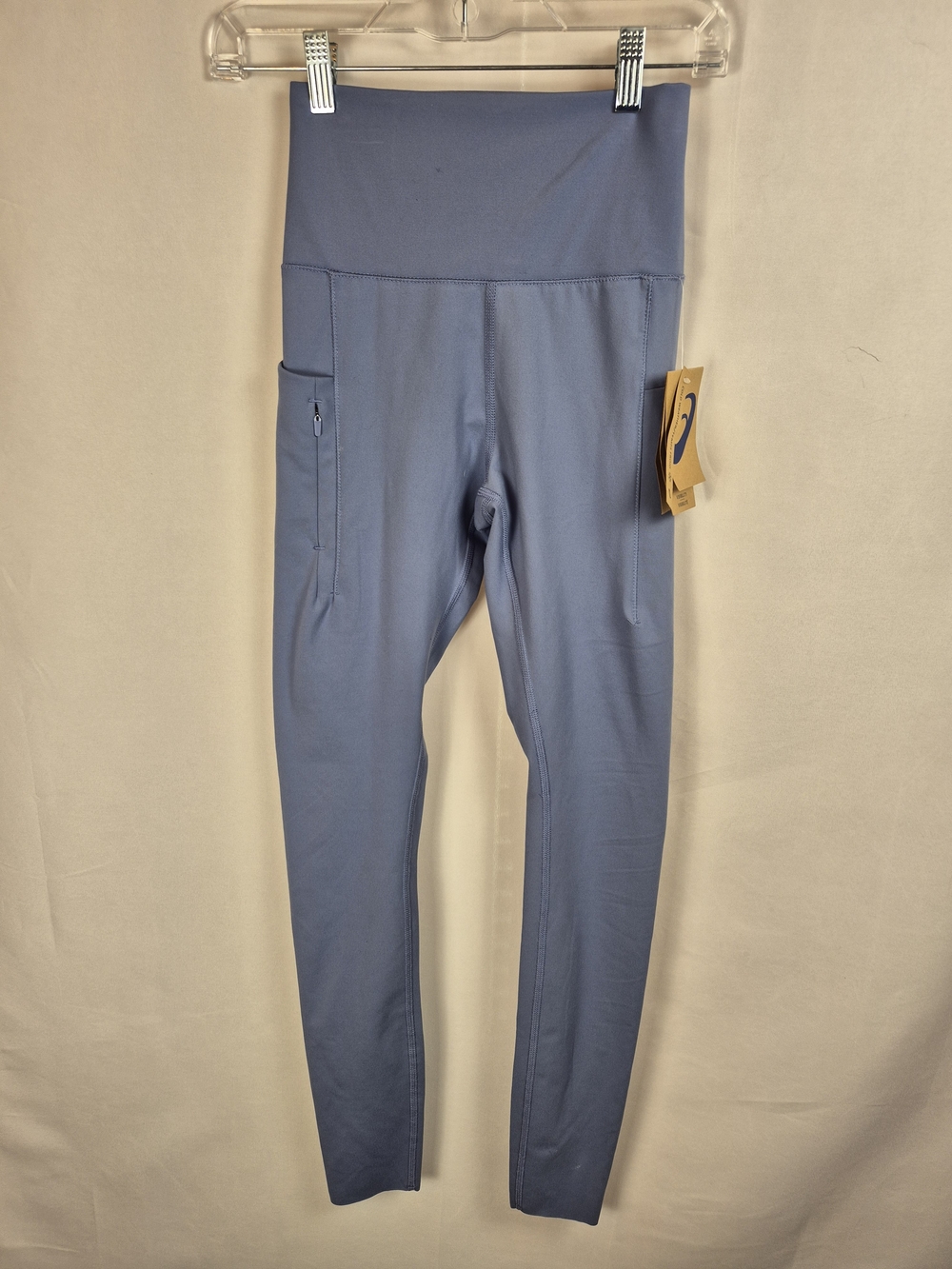 Asics High-Waist Leggings in Dusty Blue with Side Pockets Size XS